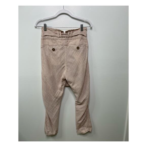 Free People Harem Pants Textured High Waist 0 Summer Beach Crop Nautical Stripes - Picture 4 of 16